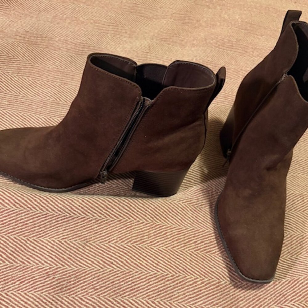 Brown Suede Booties Size 10